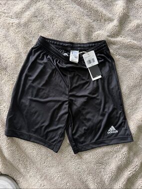 adidas Black Athletic Soccer Shorts with Logo